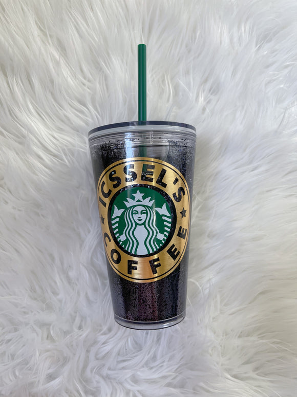 Black Glitter / Personalized Starbucks cup Acrylic