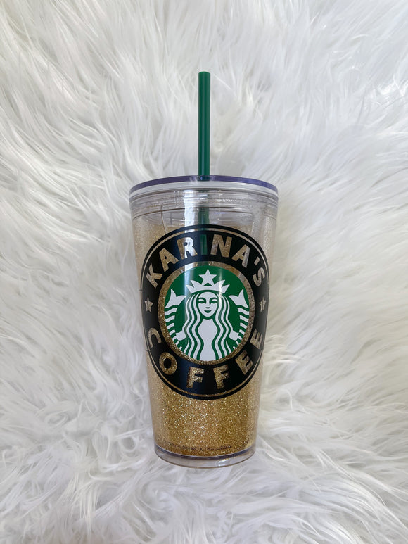 Gold glitter / personalized Starbucks cup