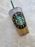 Gold glitter / personalized Starbucks cup